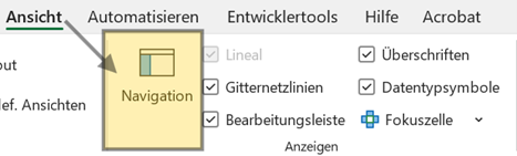 Tabellenblätter schnell finden
